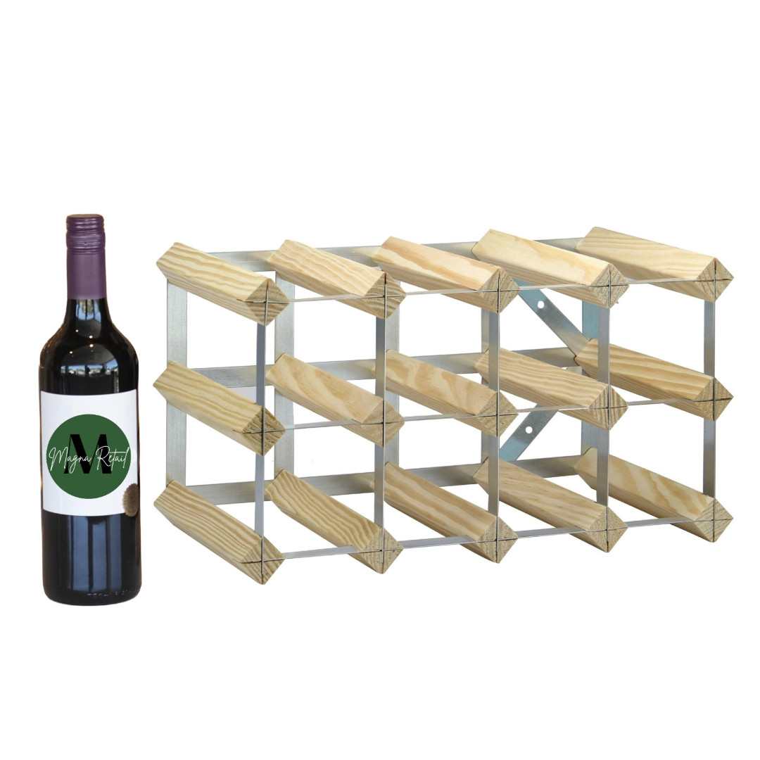 Wine Rack Holds 10-12 Bottles Free Standing Spirit & Champagne Bottle Holder