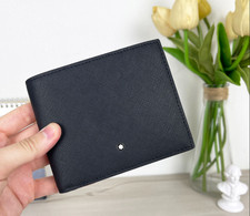 2026 Montblanc Mens Luxury Bifold Wallet Black Leather 6CC Card Holder NIB Gift