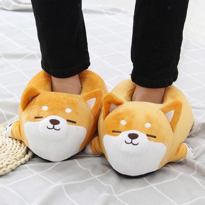 Lustige Shiba Inu Form Schuhe Welpe warme weiche Plüsch Hausschuhe für Frauen Mädchen