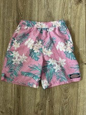 Vineyard Vines Boy s Small Pink and Teal Palm Tree Printed Swim Trunks