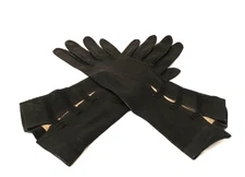Paire de longs gants  en cuir noir vintage taille 7