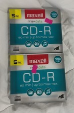 Maxell MaxData CD-R 2 Packs of 5 Recordable Compact Discs 80 Min 48X 700mb