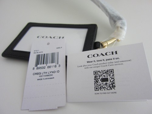 Coach Crossgrain Leather Lanyard Badge ID Holder Black F57311 NEW - Picture 4 of 4