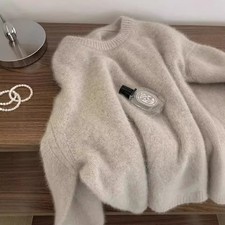 Soft Raccoon Velvet Round Neck Sweater Womens Winter Thickened Warm Knitted Top