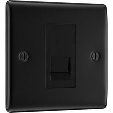 BG Nexus Metal Matt Black Telephone Master Socket Single 1 Gang Flat Plate