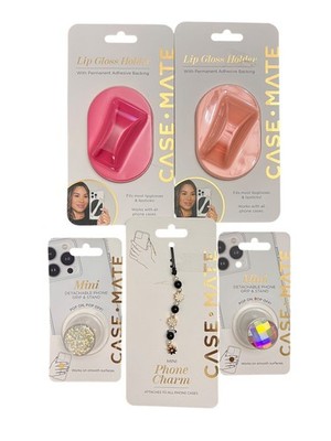 LOT x5 Case-Mate Mini Detachable Phone Grip Gold Disco Mini Beads Lipgloss #11