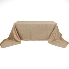 90x156" Natural Rectangular Faux Burlap Tablecloth Wedding Party Decorations
