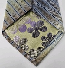 Roberto Villini Mens Formal Necktie 58"Lx4"W Yellow / Gray Neck Tie
