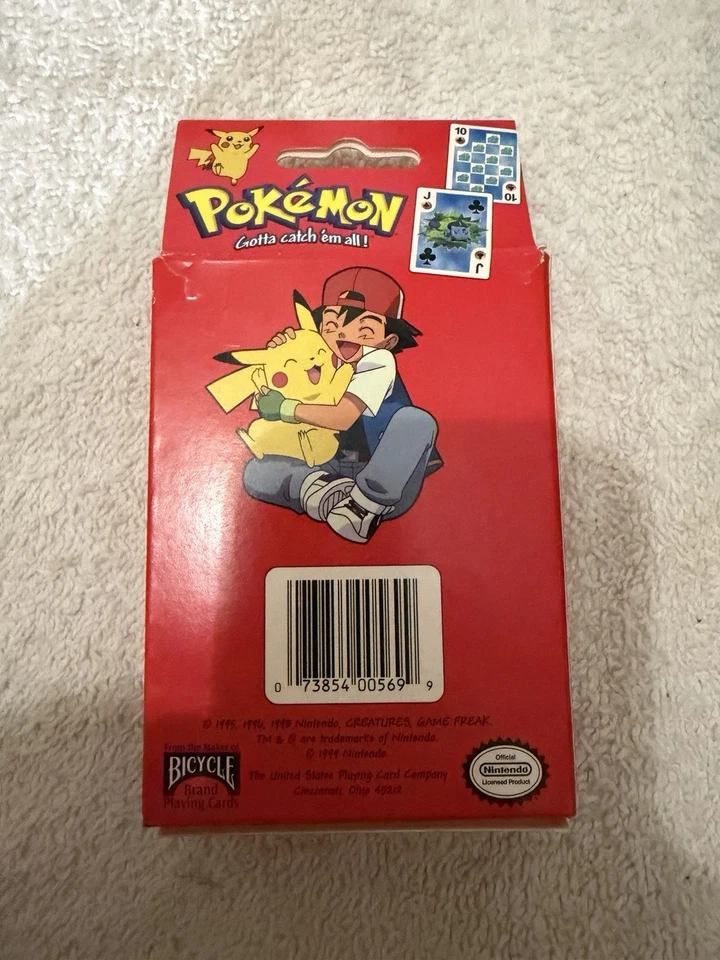 Карты игральные Pokemon Bicycle коллекционные оловянные Nintendo Pikachu редкие винтажные 1999 - Изображение 3 из 4