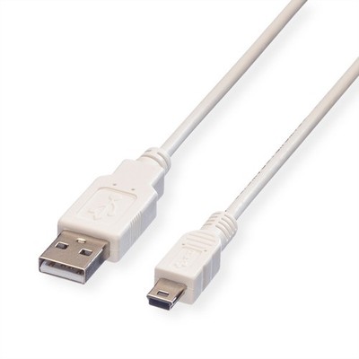 USB 2.0 Kabel, Typ A - 5-Pin Mini, weiß, 1,8 m