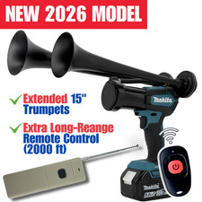 Makita Premium Train Air Horn Dual Long Loud Trumpets Long Range 2000ft Remote