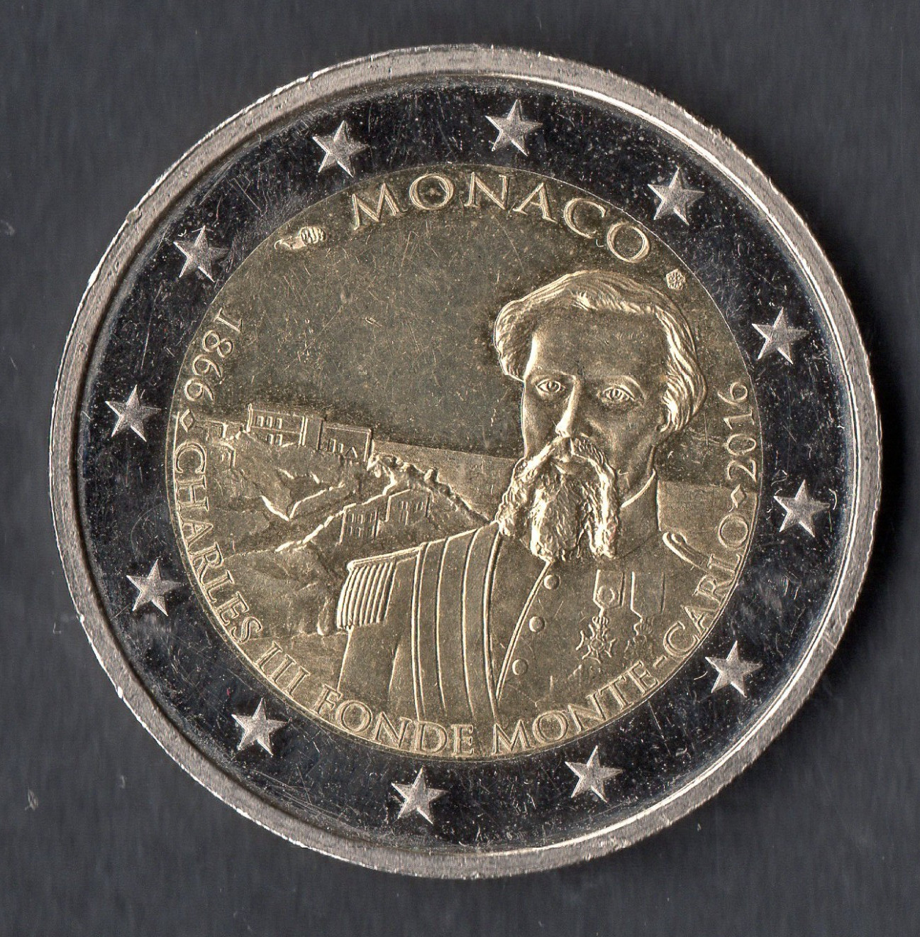 MONNAIE DE 2 EURO COMMEMORATIVE MONACO DE 2016 @ CHARLES III FONDE MONTE CARLO !