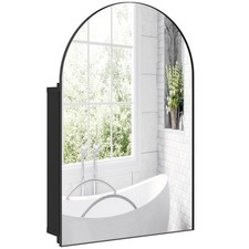 Image of HOMCOM Bathroom Mirror Cabinet, Arched Wall, Black, Refurbished