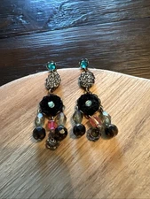 Ayala Bar Earrings Fabric, Glass, Metal Beads, Post Back Dangle