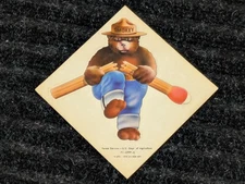 Vintage 1970 Smokey Bear Forest Fire Prevention Match Sticker Decal USFS USA