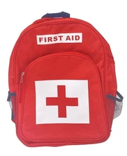 Medical First Responder Red First Aid Backpack, Emergency Prep, 2 Pockets