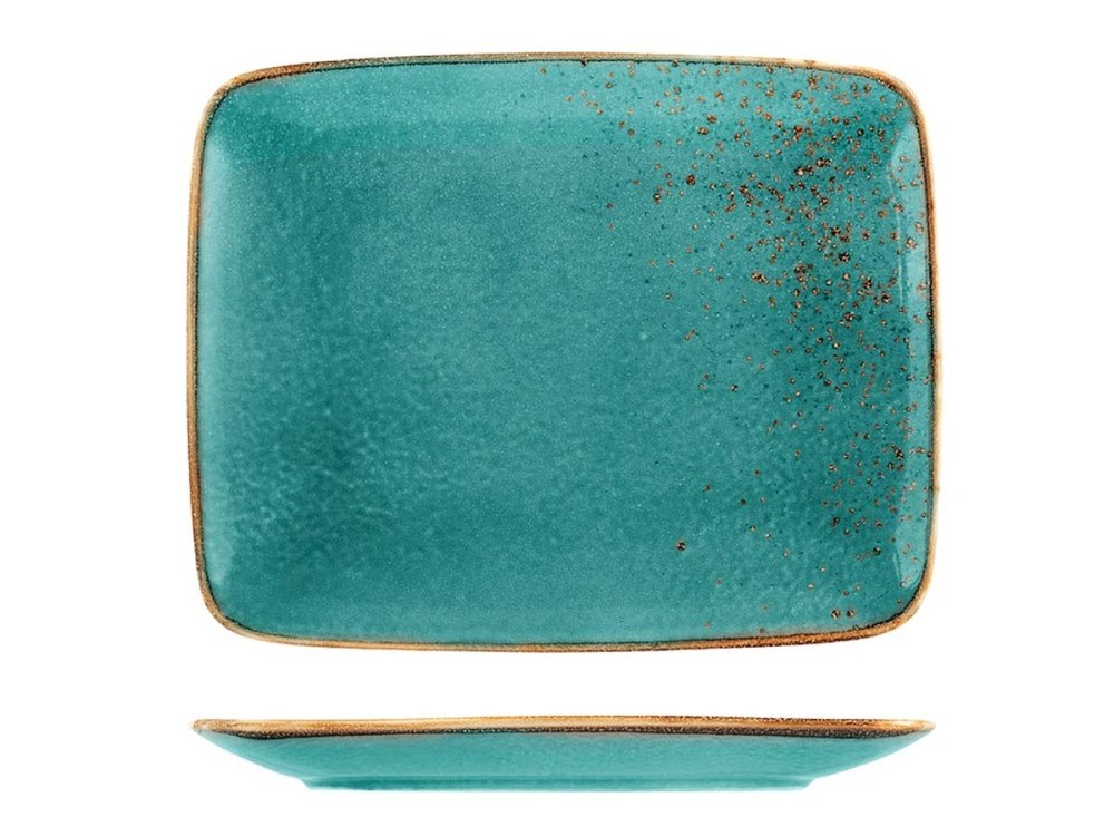 6 Rectangular Reactive Blue Plates 29x23cm H&H