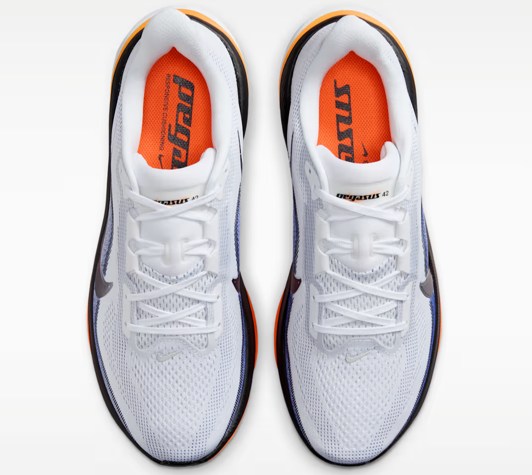 Nike Pegasus 42 Road Running Shoes White Lapis Total Orange Men's