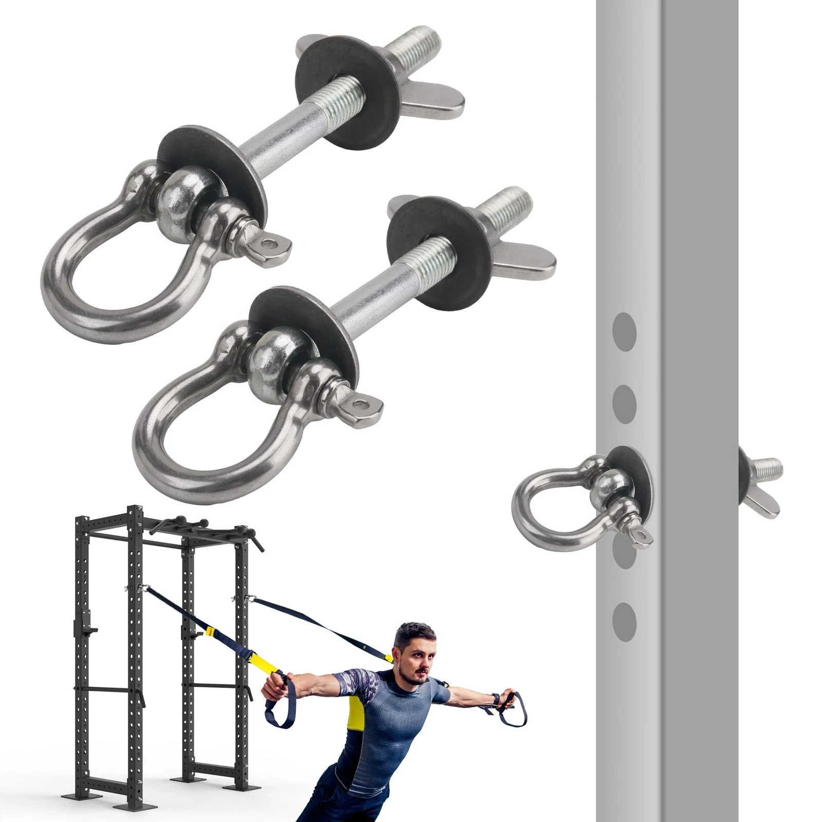 Power Rack Attachments 2 Pack   Resistance Band Hooks for Squat Rack O Ring A...