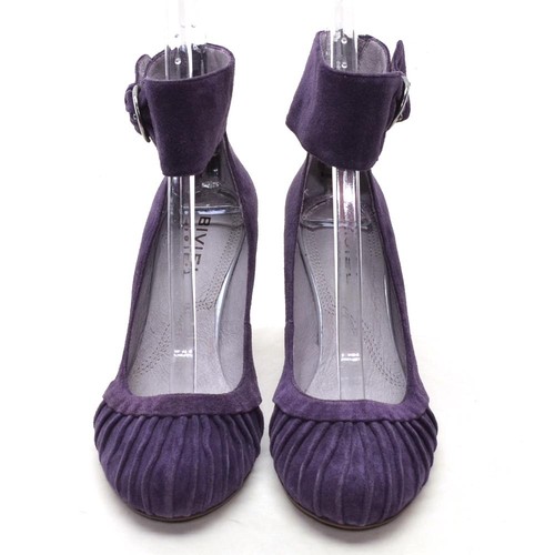 Ladies Biviel BV2235 Ankle Strap Back Zip Pumps 37 / 6.5 Purple Suede Heel Shoes - Picture 3 of 6