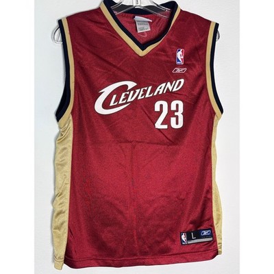 Reebok LeBron James Cleveland Cavaliers 23 NBA Jersey Youth Large Wine Red Gold