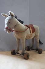 Antique Steiff Donkey Pull Toy on Wooden Wheels ca.1910
