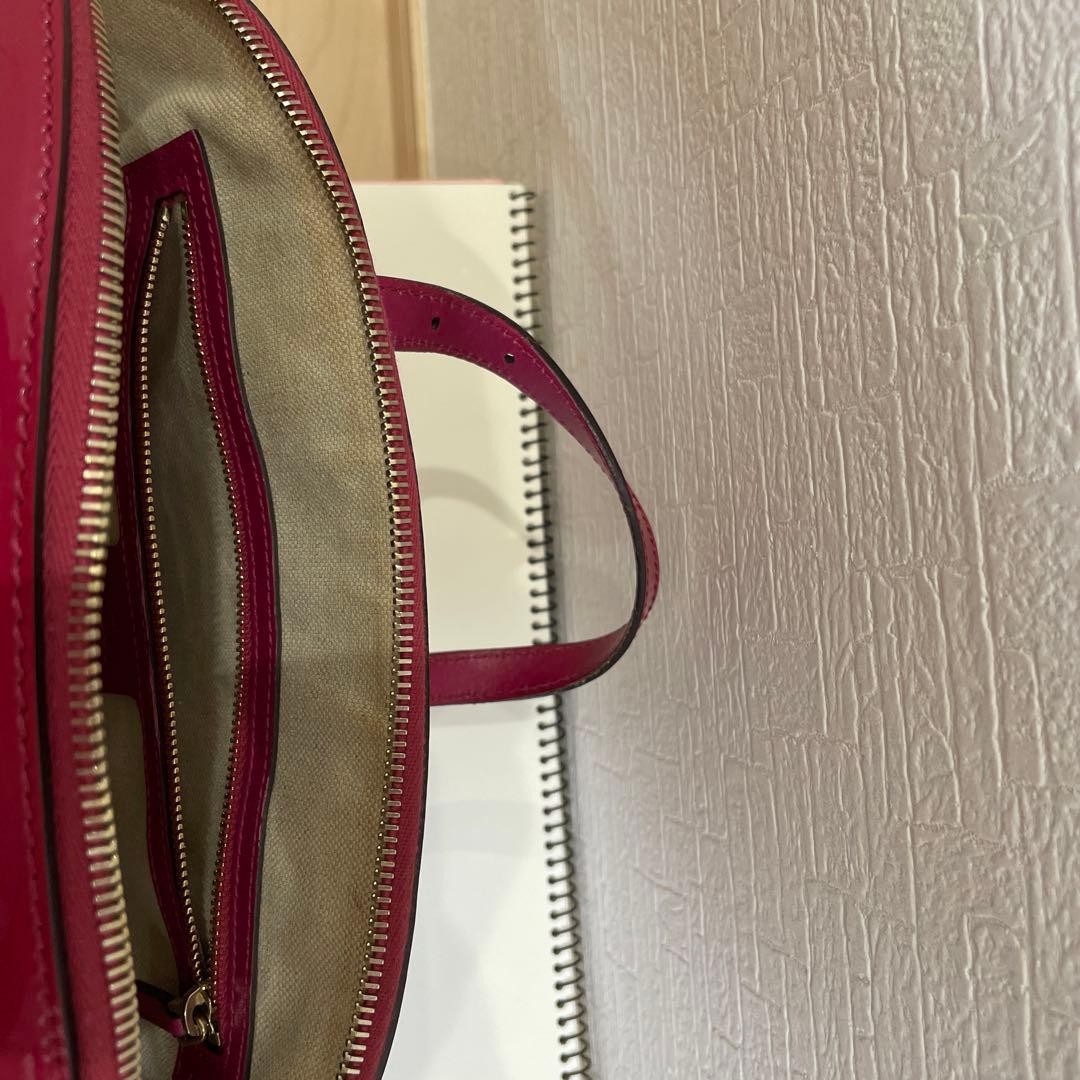 GUCCI Pink Leather GG Pattern 2WAY Shoulder Bag Handbag Vintage Authentic thumbnail 13