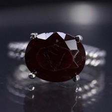 Size 6, vintage sterling silver 925 handmade cable band ring with ruby