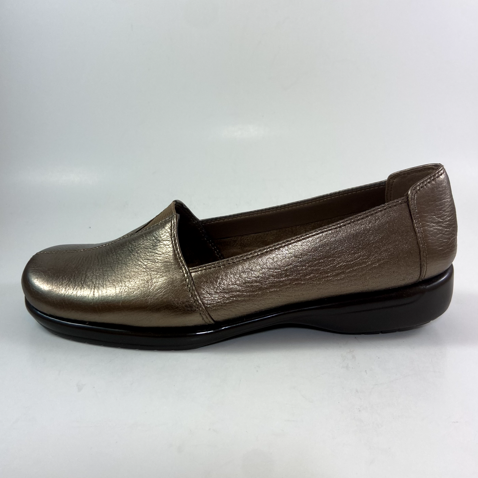 Shiny Bronze Flat 7.5 Aerosoles Stitch N Turn Leather Loafer Shoe New NIB