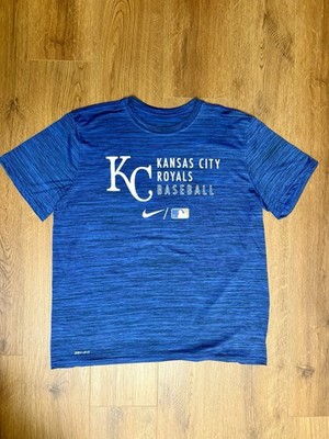 Kansas City Royals KC Nike MLB Authentic Dri-Fit Short Sleeve Shirt Mens L Blue