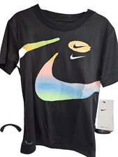 Boys Kids Youth NIKE Shirt NEW Black watercolor short sleeves Size 6