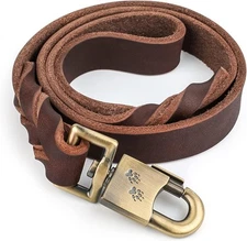 Heavy Duty Short Leash for Dog Training 3 FT Soft Traditional 3 FT, Brown 
