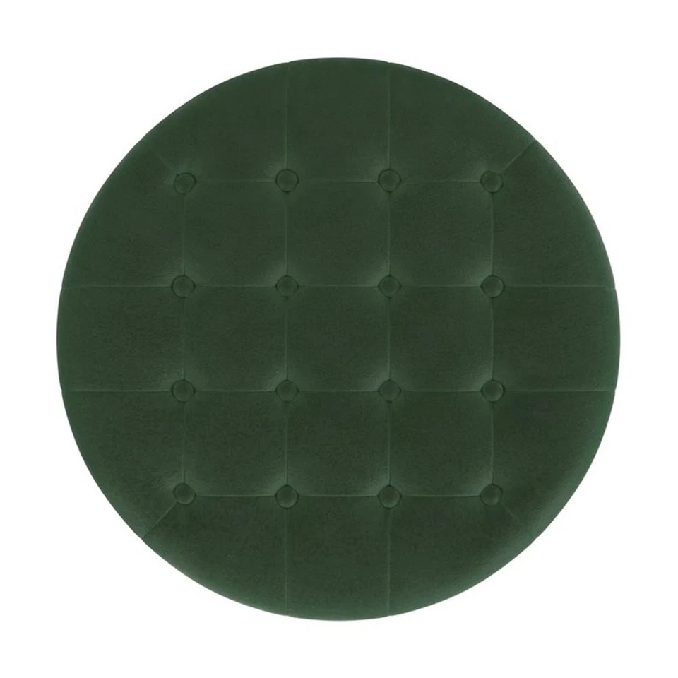 HomePop 17" Transitional Round Fabric Storage Ottoman in Loden Green - Image 4 of 4