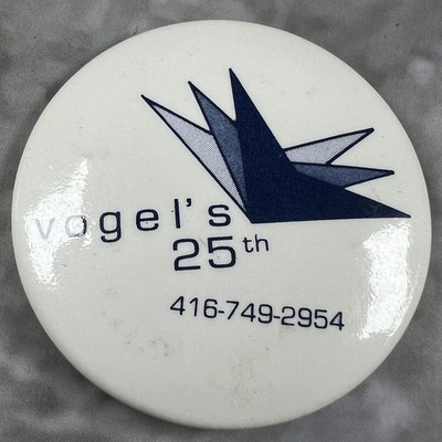 Vogel's 25th Vintage Button Safety Pin Back 1.50'' Round