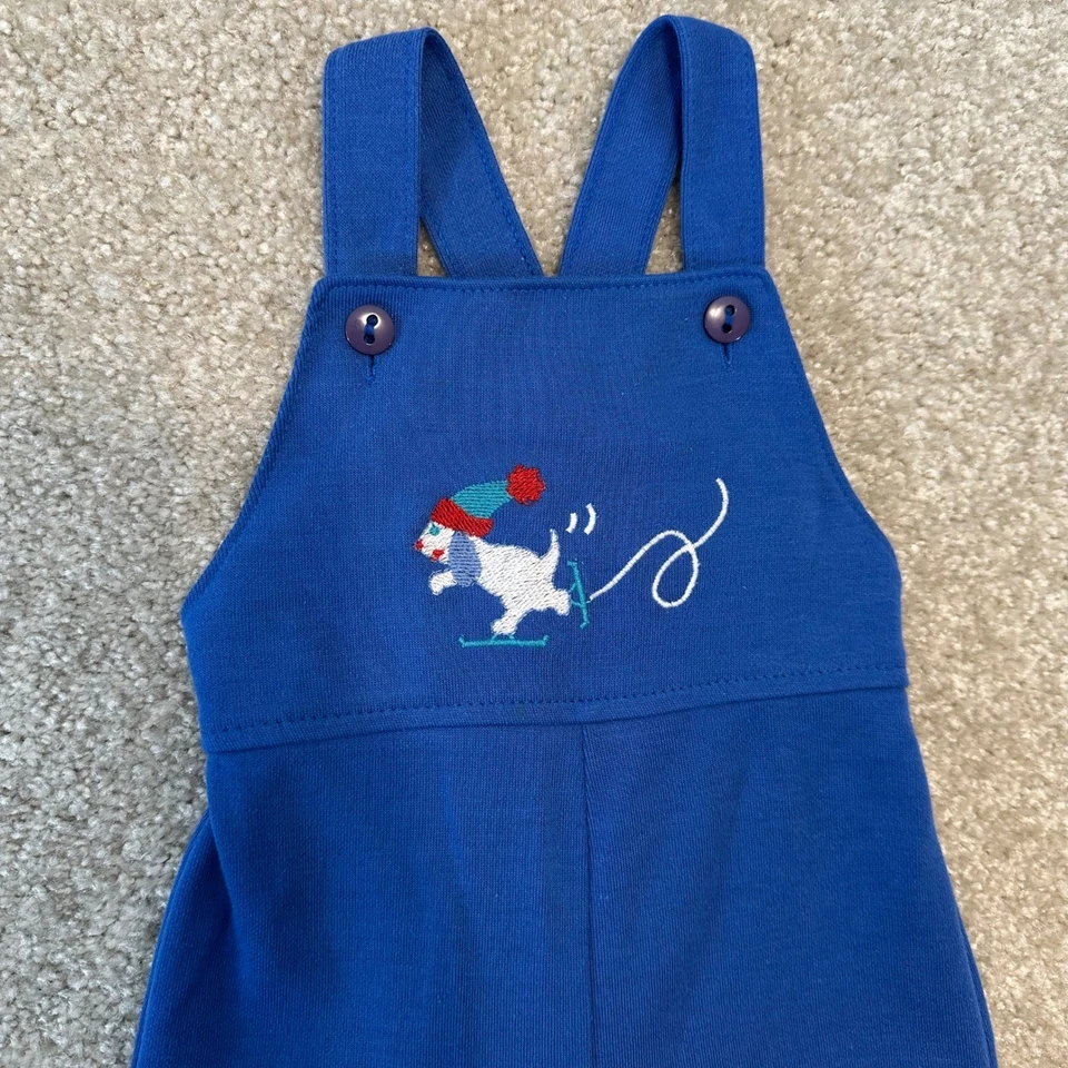 Health-Tex Vintage 18 Months Baby Overalls Blue Embroidered Dog Romper - Image 3 of 4