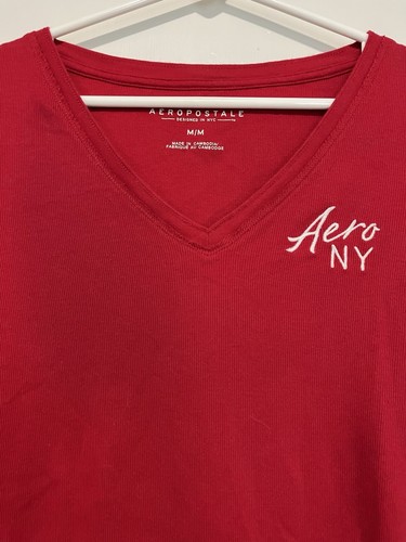 Aeropostale Aero Long Sleeve Red T-Shirt Girl's Junior Size M circa 1990s - Picture 2 of 10