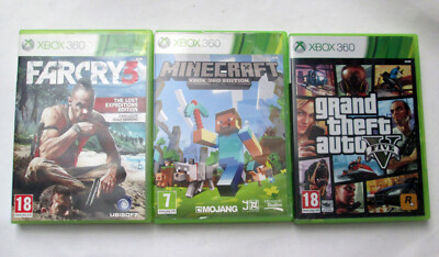 Lot 3 x XBOX 360 European PAL Games Minecraft Edition & FAR CRY 3 & GTA 5