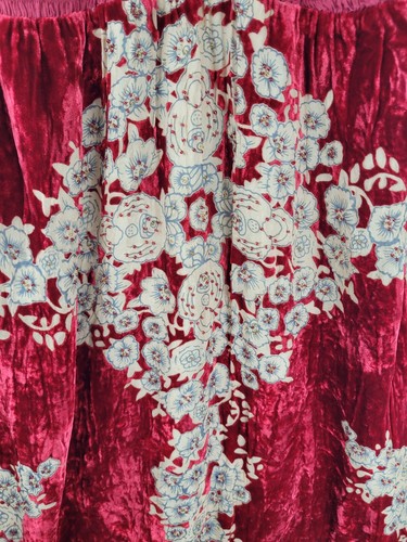 Hale Bob Y2k Silk Babydoll Dress Women XS Red Tan Floral Velvet Burnout Beaded - Picture 13 of 24