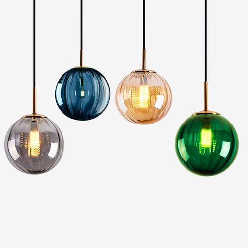 Colgante de vidrio acanalado luz de Navidad montaje en techo globo pantalla cocina - Imagen 4 de 27