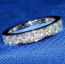 2Ct Round Lab Created Diamond Eternity Wedding Band Ring 14k White Gold Plated