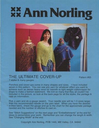 Ann Norling KNITTING PATTERN #63 Ultimate Cover-Up - 7 Styles Poncho Ruana - Picture 3 of 3