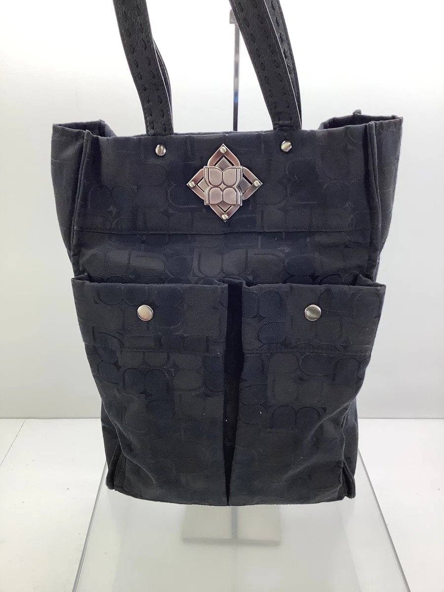 BCBGMaxazria Black Jacquard Fabric Tote Handbag