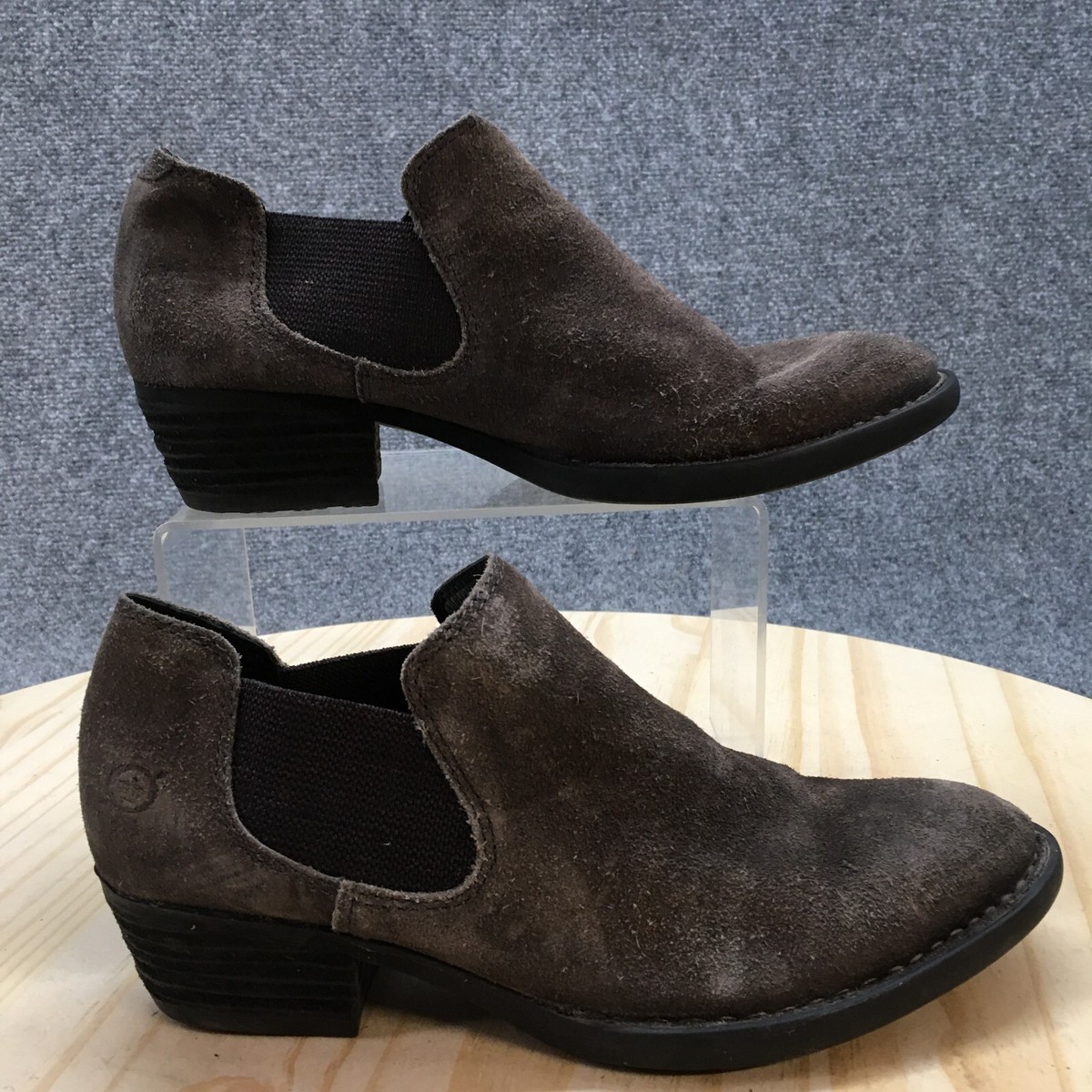 Born Boots Womens M Dallia Ankle Booties Heels F52142 Gray Leather Slip On