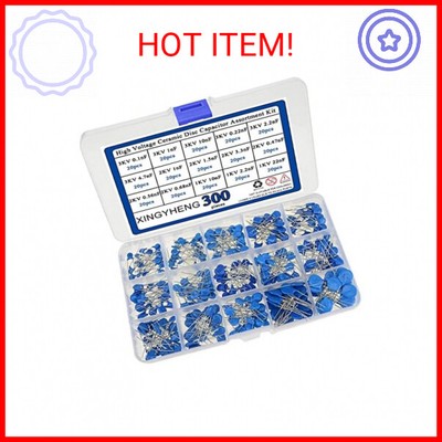 XINGYHENG 300pcs 15Values High Voltage Ceramic Disc Capacitor Assortment Kit (1K