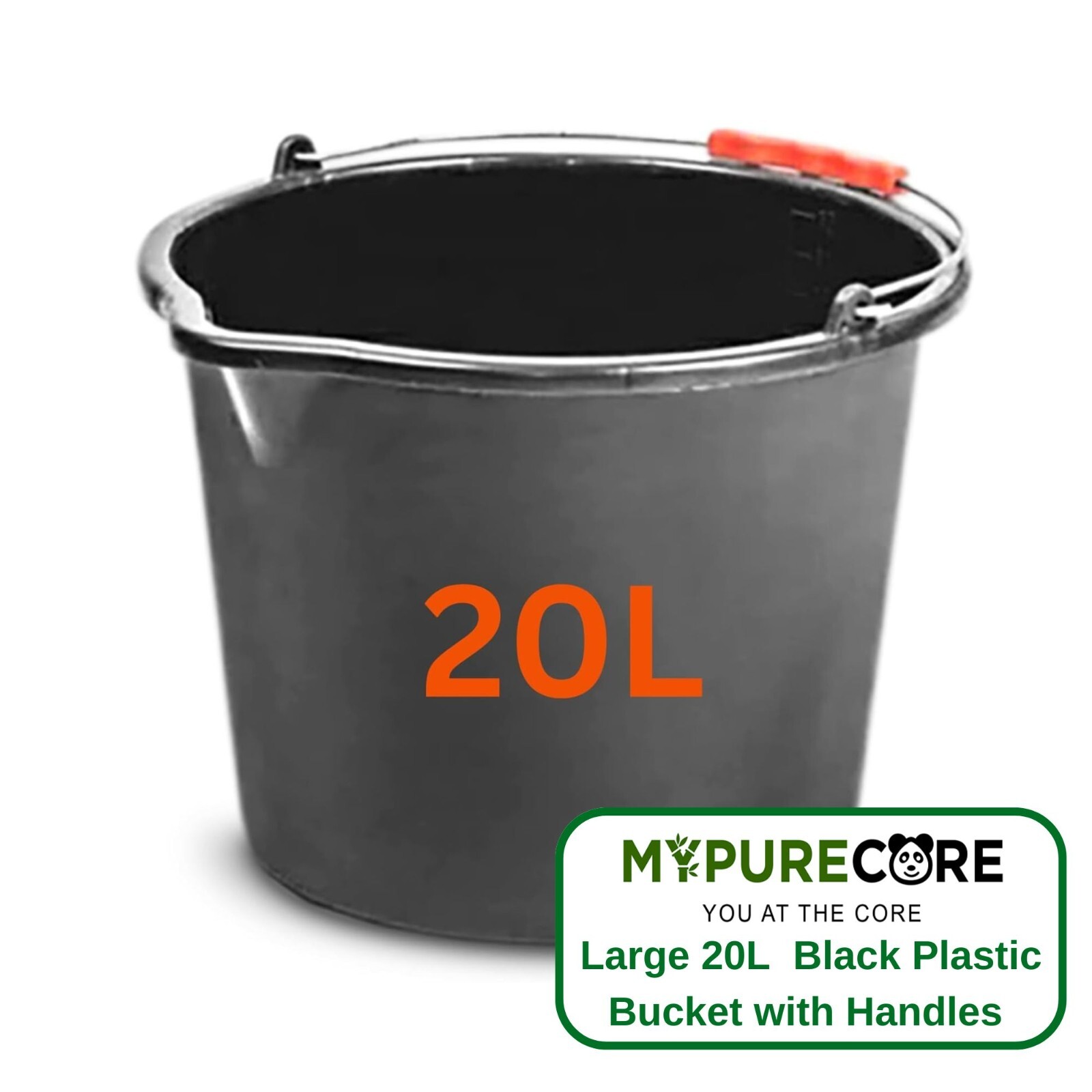 Large Bucket Plastic Black  20L – Heavy-Duty Water Bucket with Strong Handles