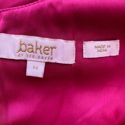 Baker by Ted Baker Girls Size 14 Short Sleeve Bow Fit & Flare Floral Dress Pink - Picture 12 of 14