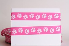 LOVELY PAW PINK 7/8" Grosgrain Ribbon 1,3,5,10 Yards SHIP FROM US HAIRBOW