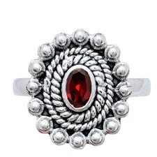 Vintage Oval Gemstone Ring in 925 Sterling Silver Boho Statement Jewelry AGR1005