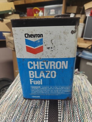 Vtg Chevron Lantern Fuel Can Metal Empty 1 Gallon Blazo Petroliana