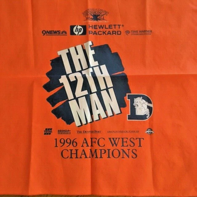 1996 Denver Broncos The 12th Man Play-Off Rally Towel  AFC West Champions - NOS - Image 2 of 4